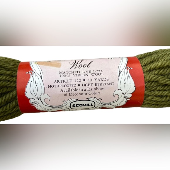 Moss Green VTG NOS Scovill Dritz Luxury 100% Virgin Wool Needlepoint 40 yds - Picture 3 of 4